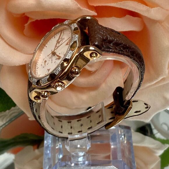 BCBGMaxAzaria Crystal Accented Rose Gold-tone Stainless Steel Chronograph Watch - Picture 7 of 16